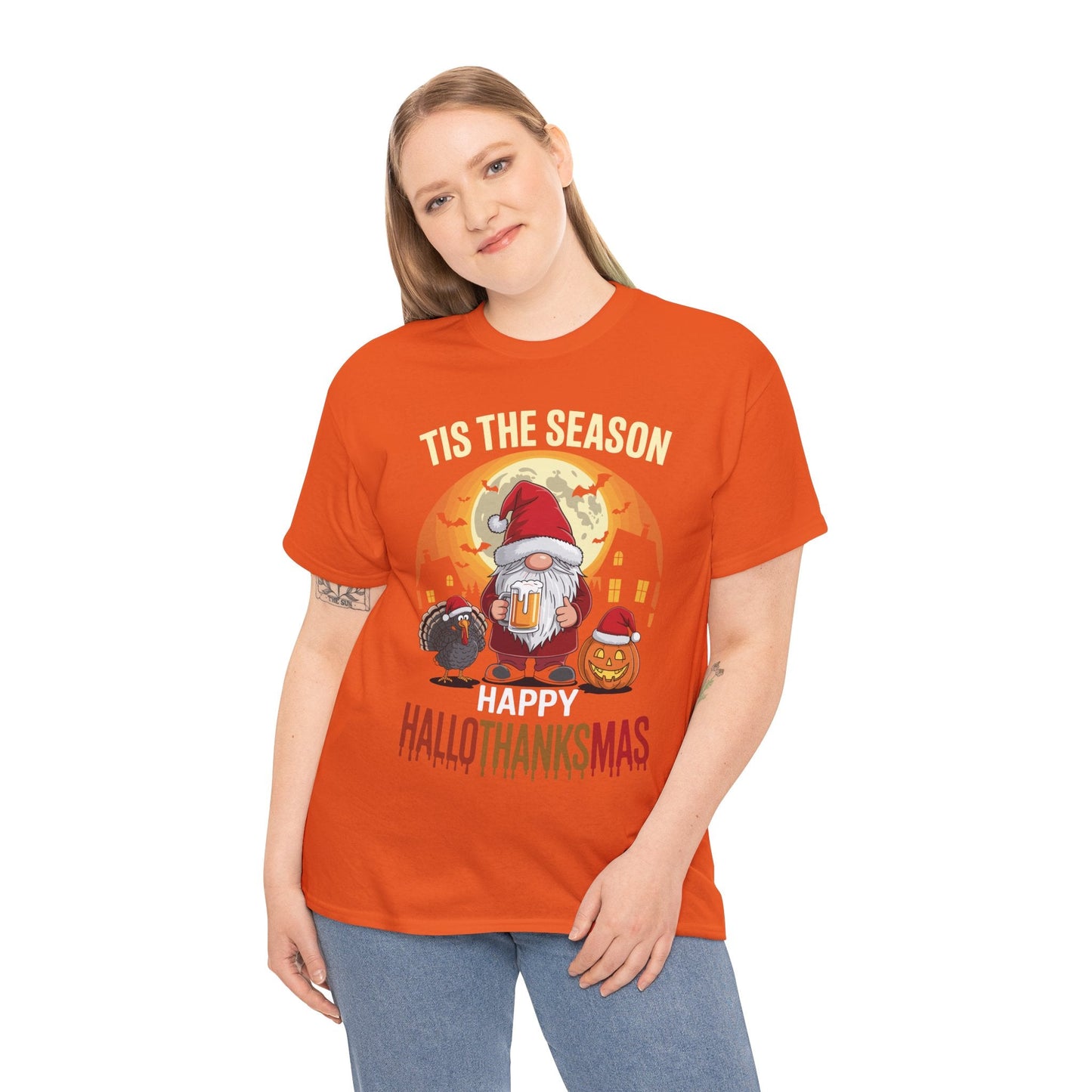 Happy Hallothanksmas Halloween Thanksgiving Merry Christmas T-Shirt
