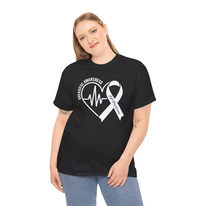 Overdose Awareness Month Heart Purple Ribbon Support T-Shirt