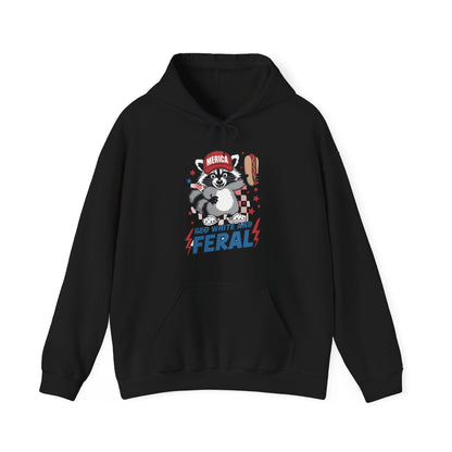 Red White And Feral Raccoon 4th of July Saying Meme Hoodie