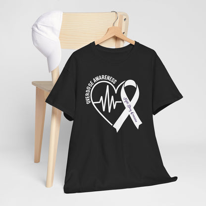 Overdose Awareness Month Heart Purple Ribbon Support T-Shirt