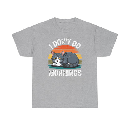 Funny Sleep Cat I Don't Do Morning T-Shirt