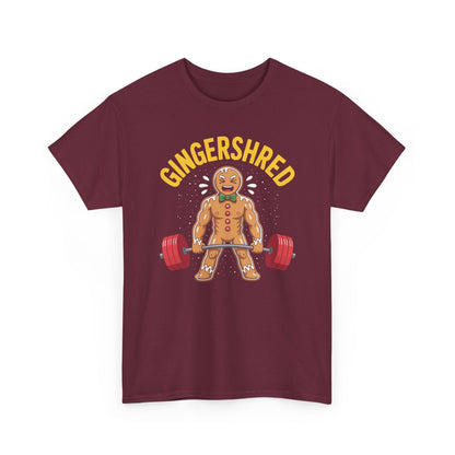 Funny Gingershred Gingerbread Man Gym Bodybuilding Christmas T-Shirt