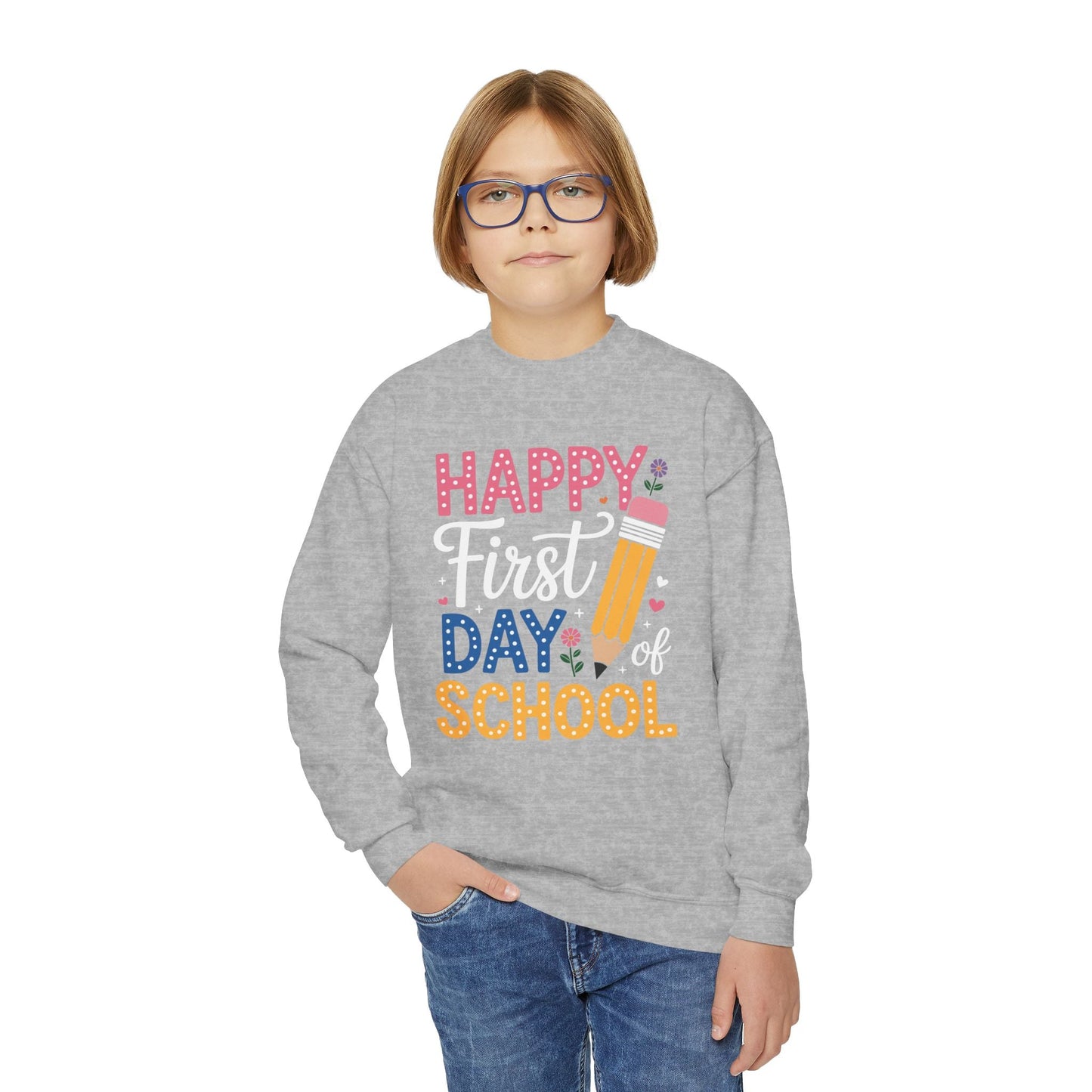 Happy First Day of School Pencil Teacher Cute Back to School Sweatshirt