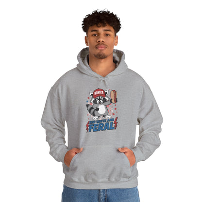 Red White And Feral Raccoon 4th of July Saying Meme Hoodie
