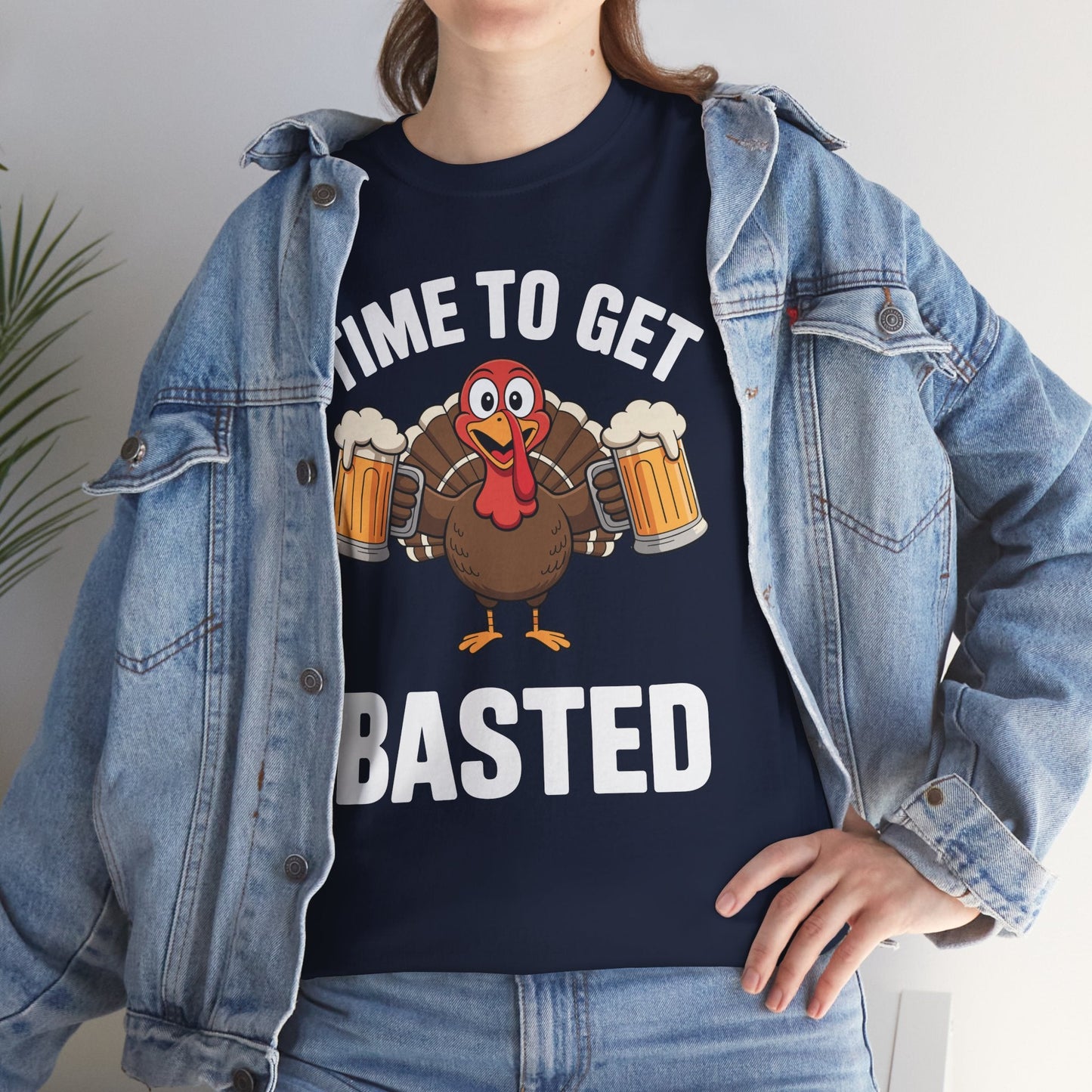 Time To Get Basted Funny Beer Thanksgiving Turkey Gift T-Shirt