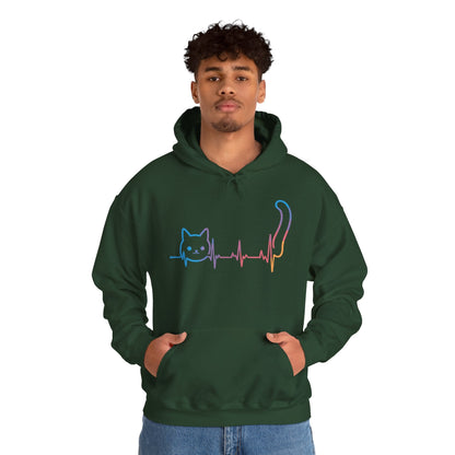 Heartbeat Cat Lover Animal Silhouette Cute Cat Hoodie