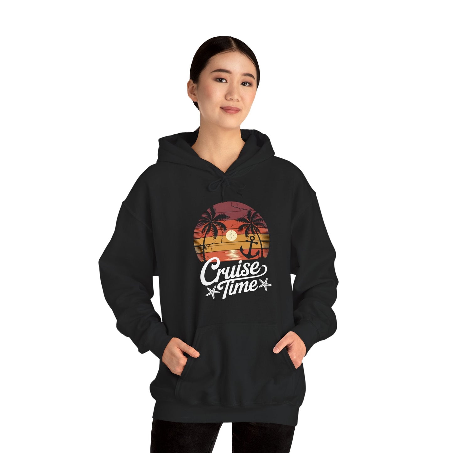 On Cruise Time Coconut Tree Graphic Summer Vacation Cruising Hoodie