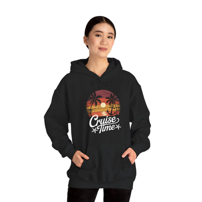 On Cruise Time Coconut Tree Graphic Summer Vacation Cruising Hoodie
