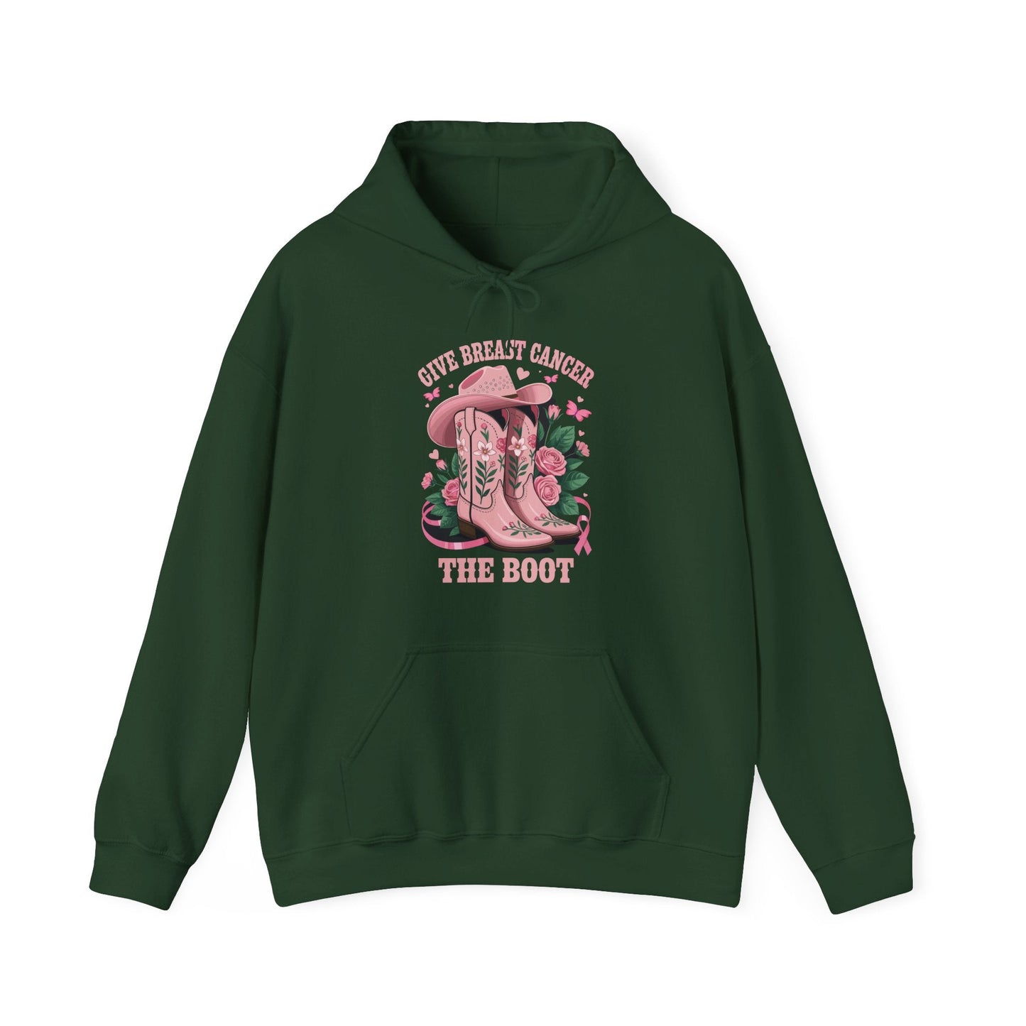 Give Breast Cancer The Boot Cowgirl Cancer Awareness Ribbon Hoodie