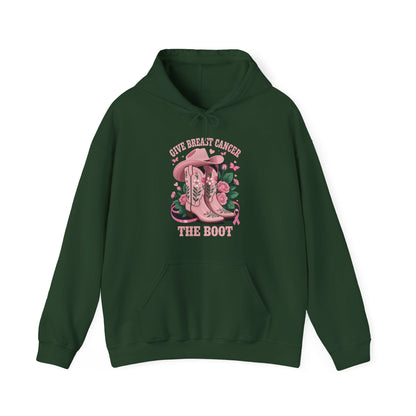 Give Breast Cancer The Boot Cowgirl Cancer Awareness Ribbon Hoodie