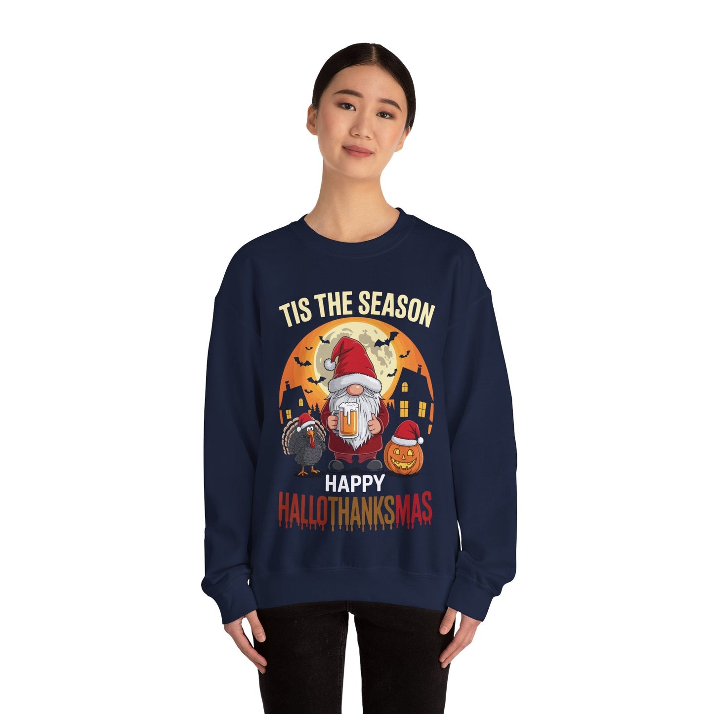 Happy Hallothanksmas Halloween Thanksgiving Merry Christmas Sweatshirt