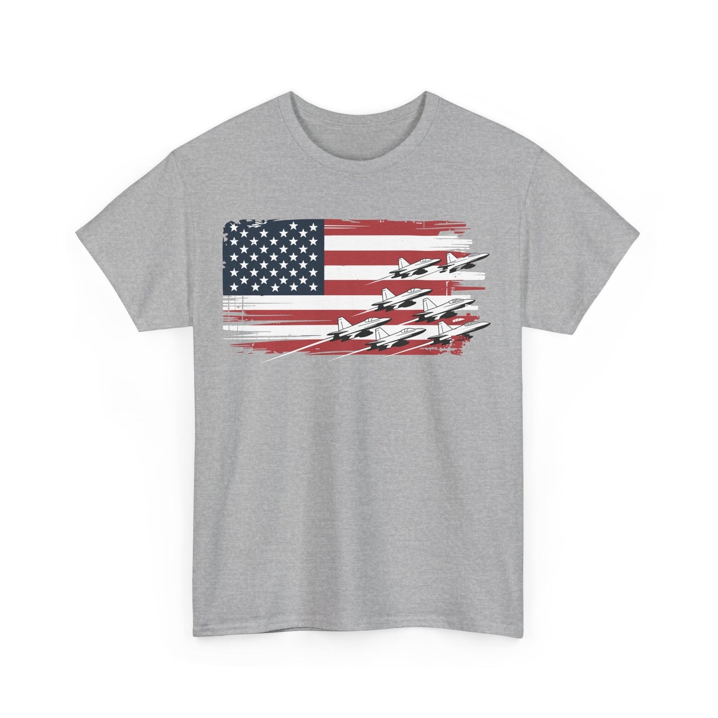 Patriotic Red White Blue USA Flag Fighter Jets 4th of July T-Shirt
