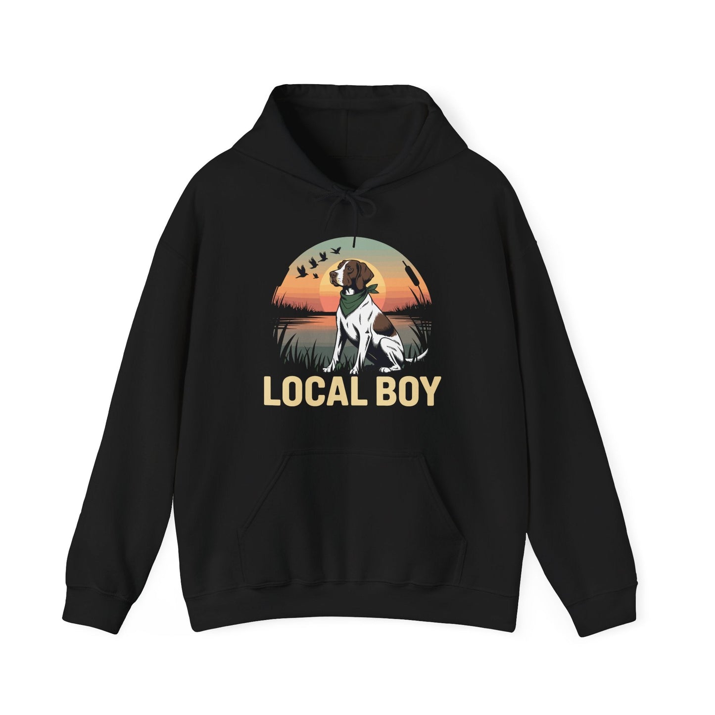 Local Boy Hunting Dog Vintage Sunset Hunting Season Hoodie