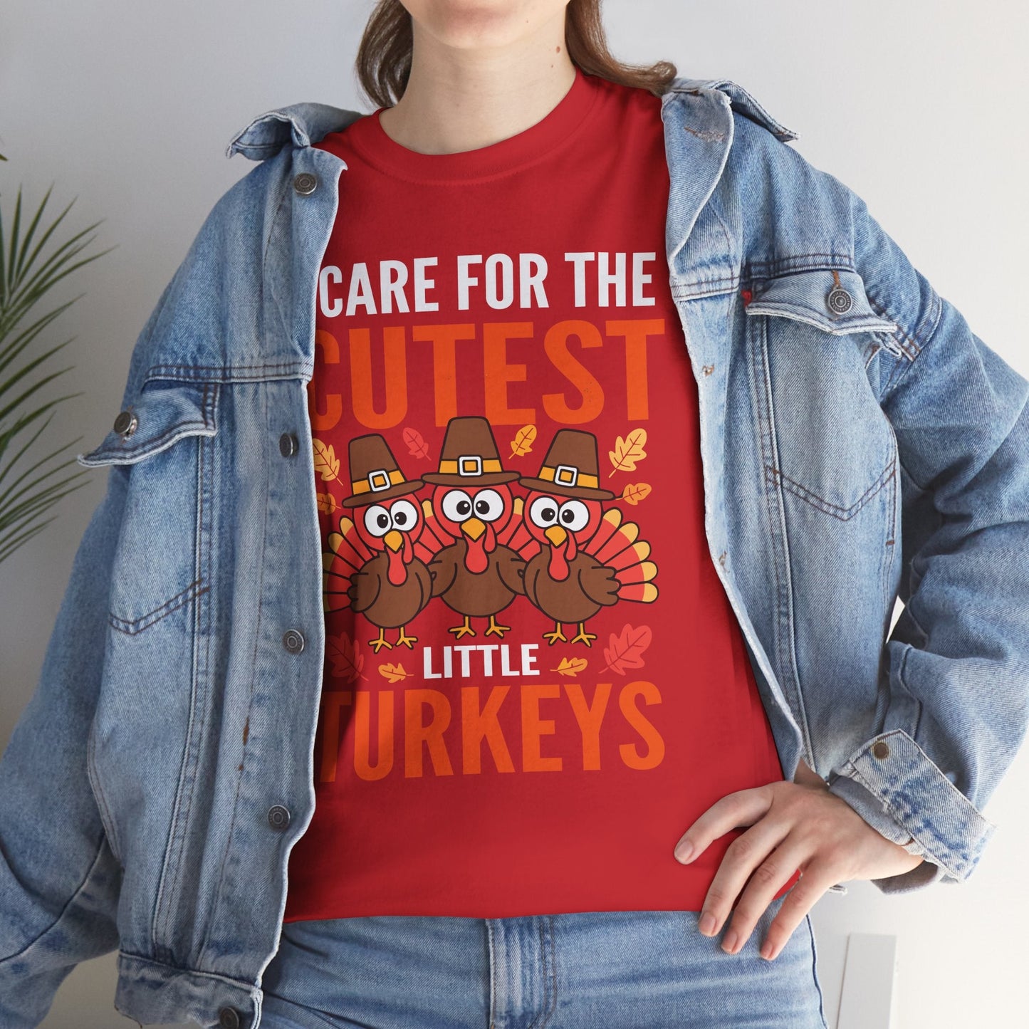 Care For Little Turkeys Nurse Fall Thanksgiving Scrub Top T-Shirt
