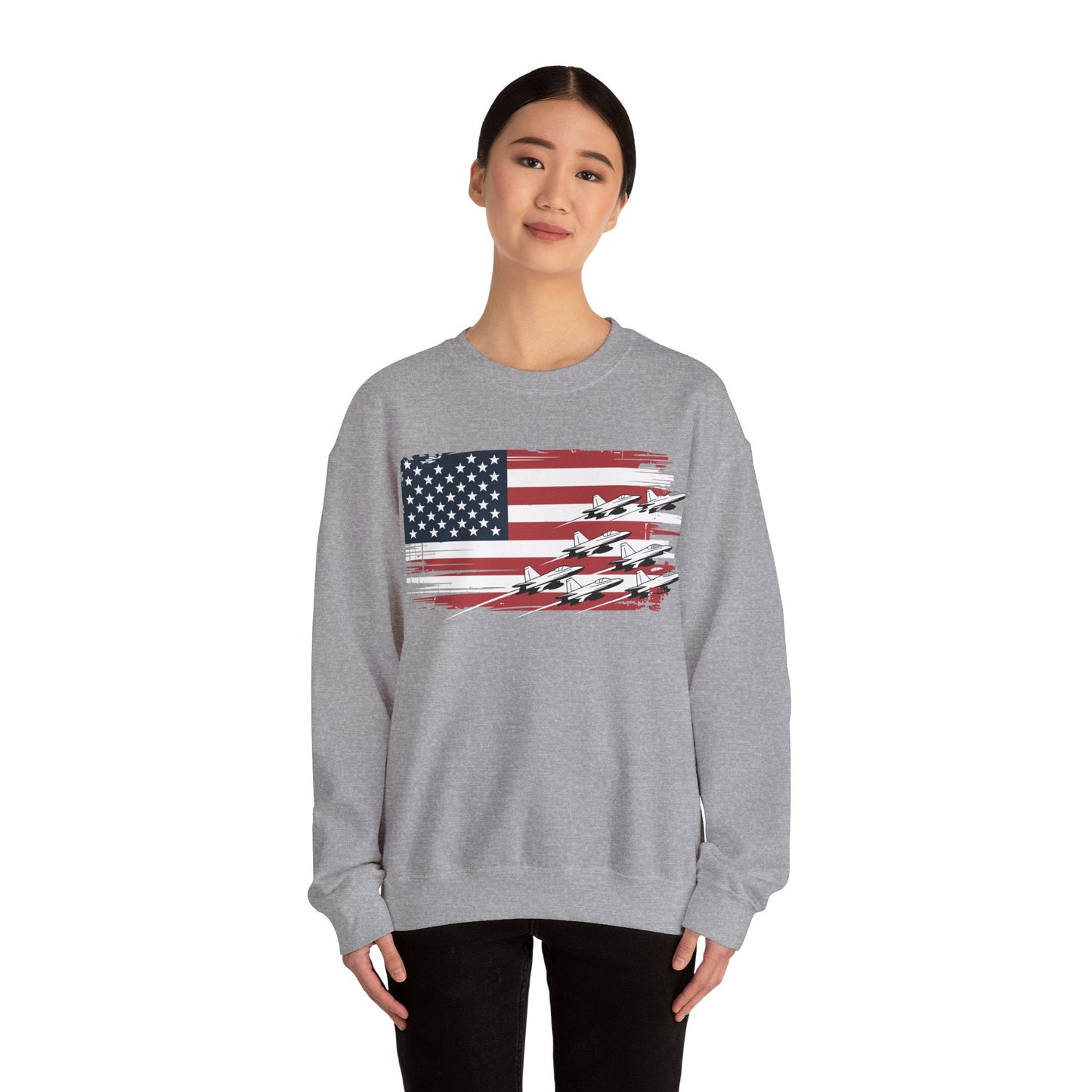 Patriotic Red White Blue USA Flag Fighter Jets 4th of July Sweatshirt