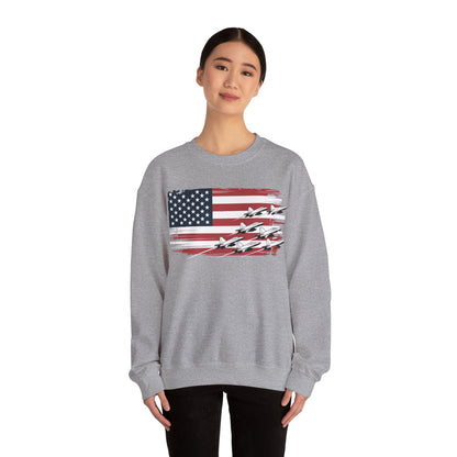Patriotic Red White Blue USA Flag Fighter Jets 4th of July Sweatshirt