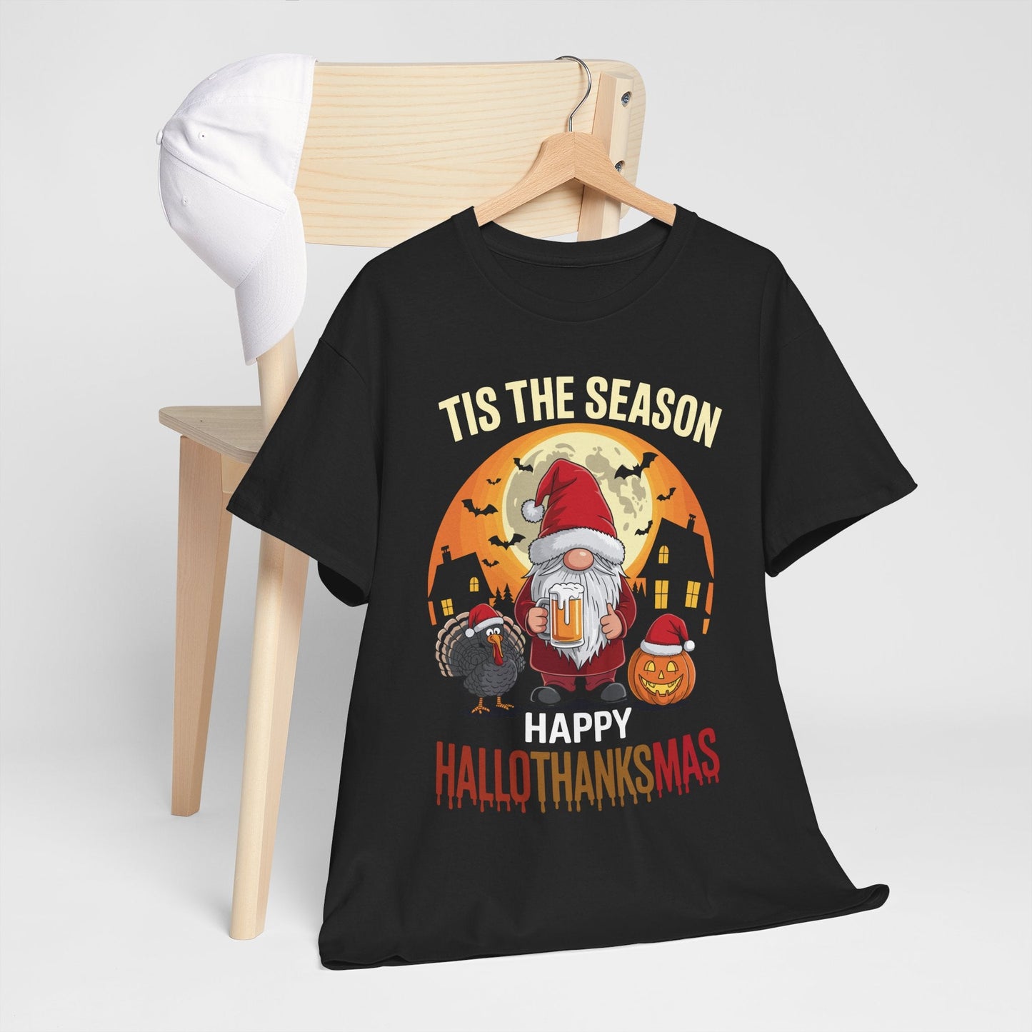 Happy Hallothanksmas Halloween Thanksgiving Merry Christmas T-Shirt