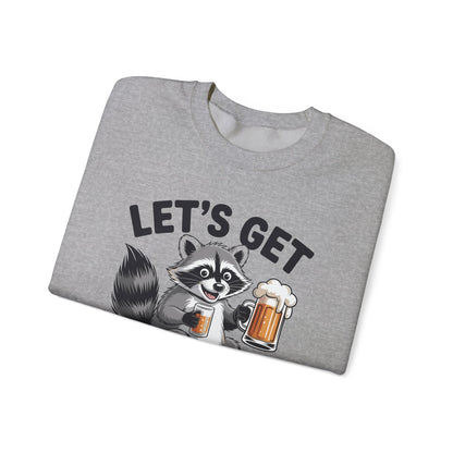 Funny Let's Get Trashed Raccoon Meme Humor Beer Drinking Sweatshirt