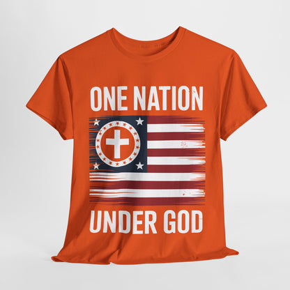 One Nation Under God Flag 4th Of July Patriotic Christian T-Shirt