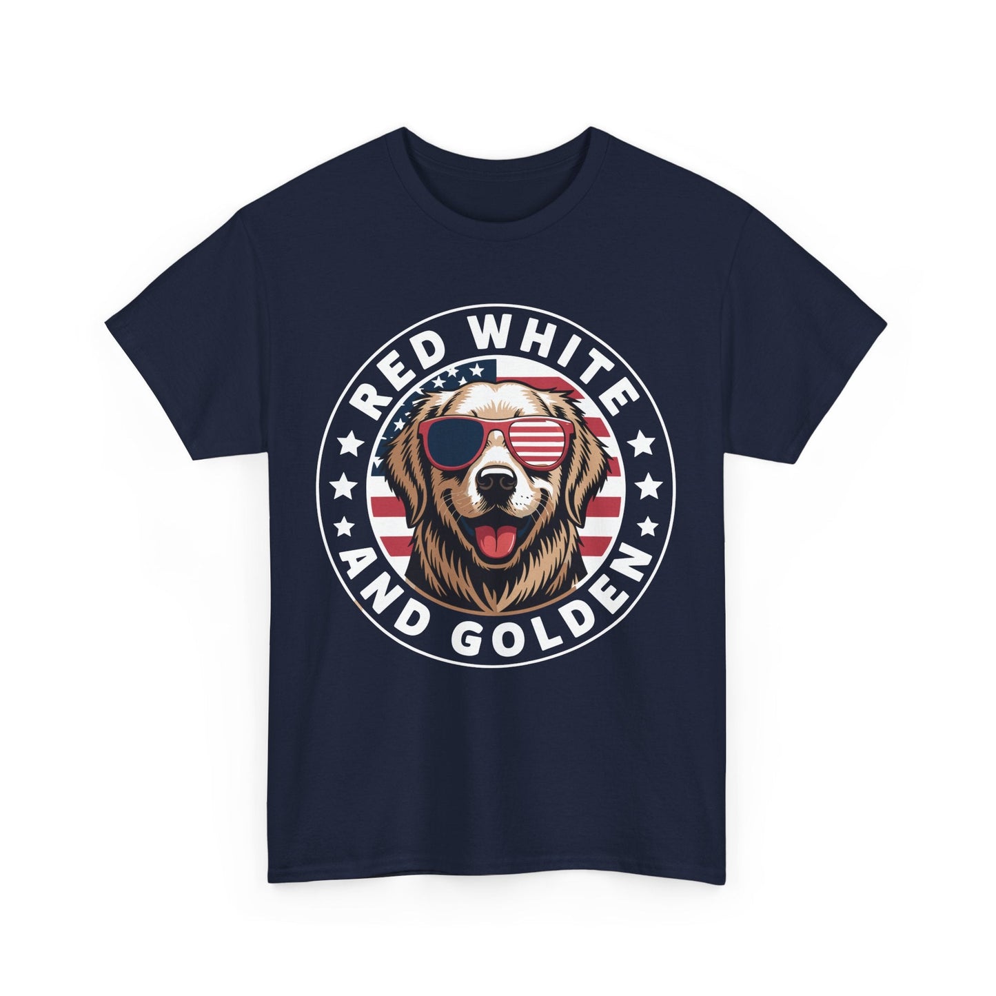 Red White Golden Retriever American Flag 4th of July Gift T-Shirt