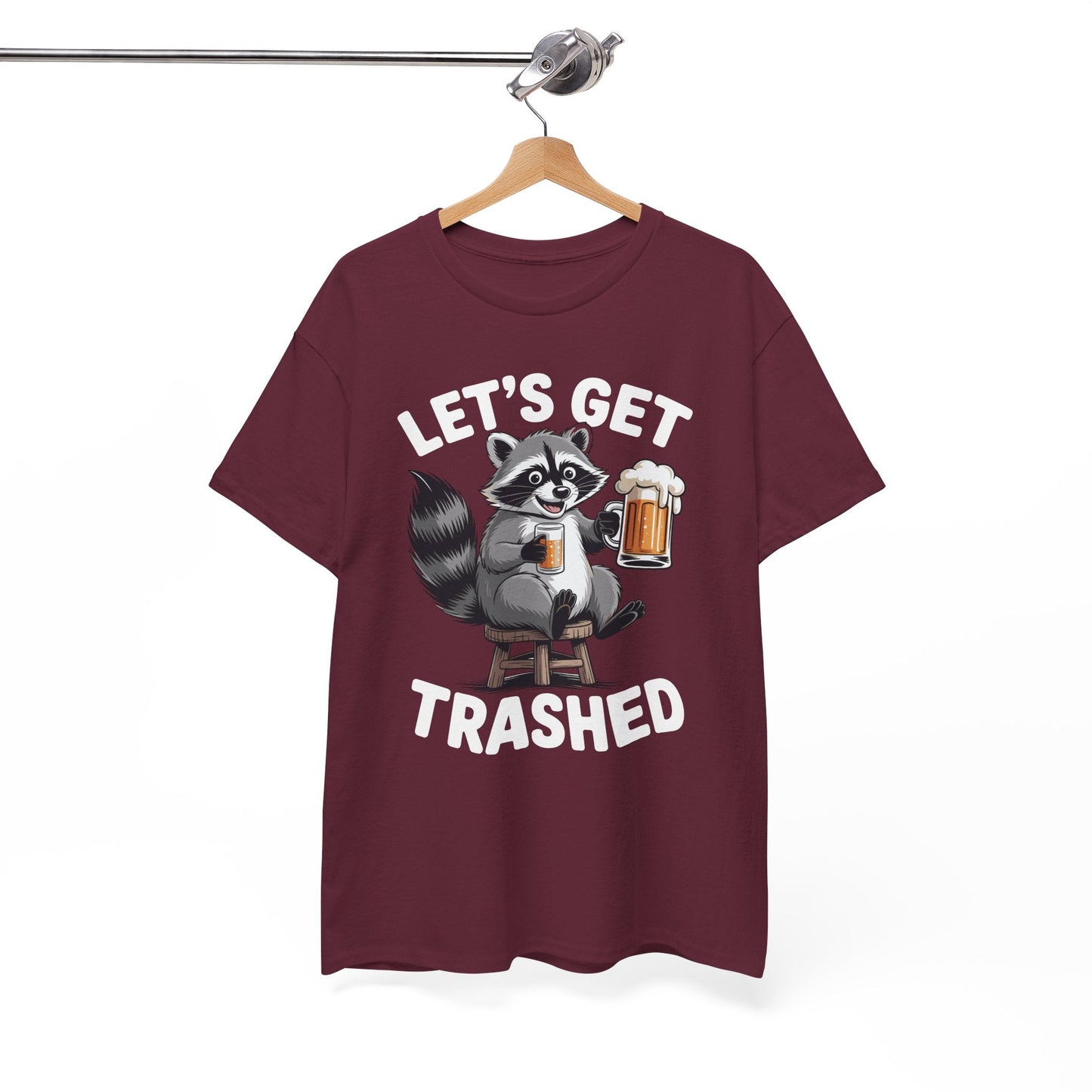 Funny Let's Get Trashed Raccoon Meme Humor Beer Drinking T-Shirt