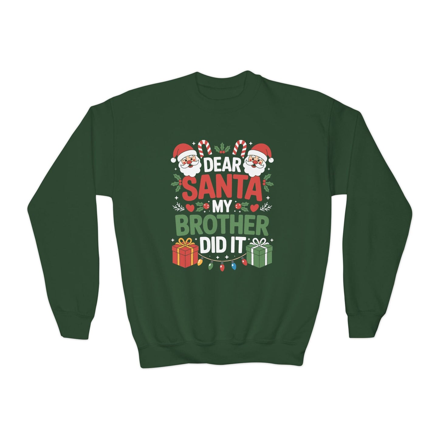 Dear Santa My Brother Did It Funny Christmas Boys Girls Kids Sweatshirt