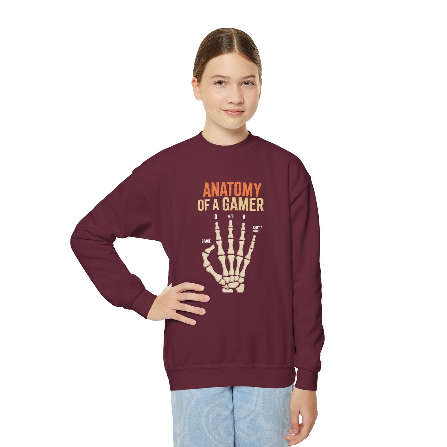 Funny Anatomy Of A Gamer Skeleton Hand Boys Kids Teens Sweatshirt