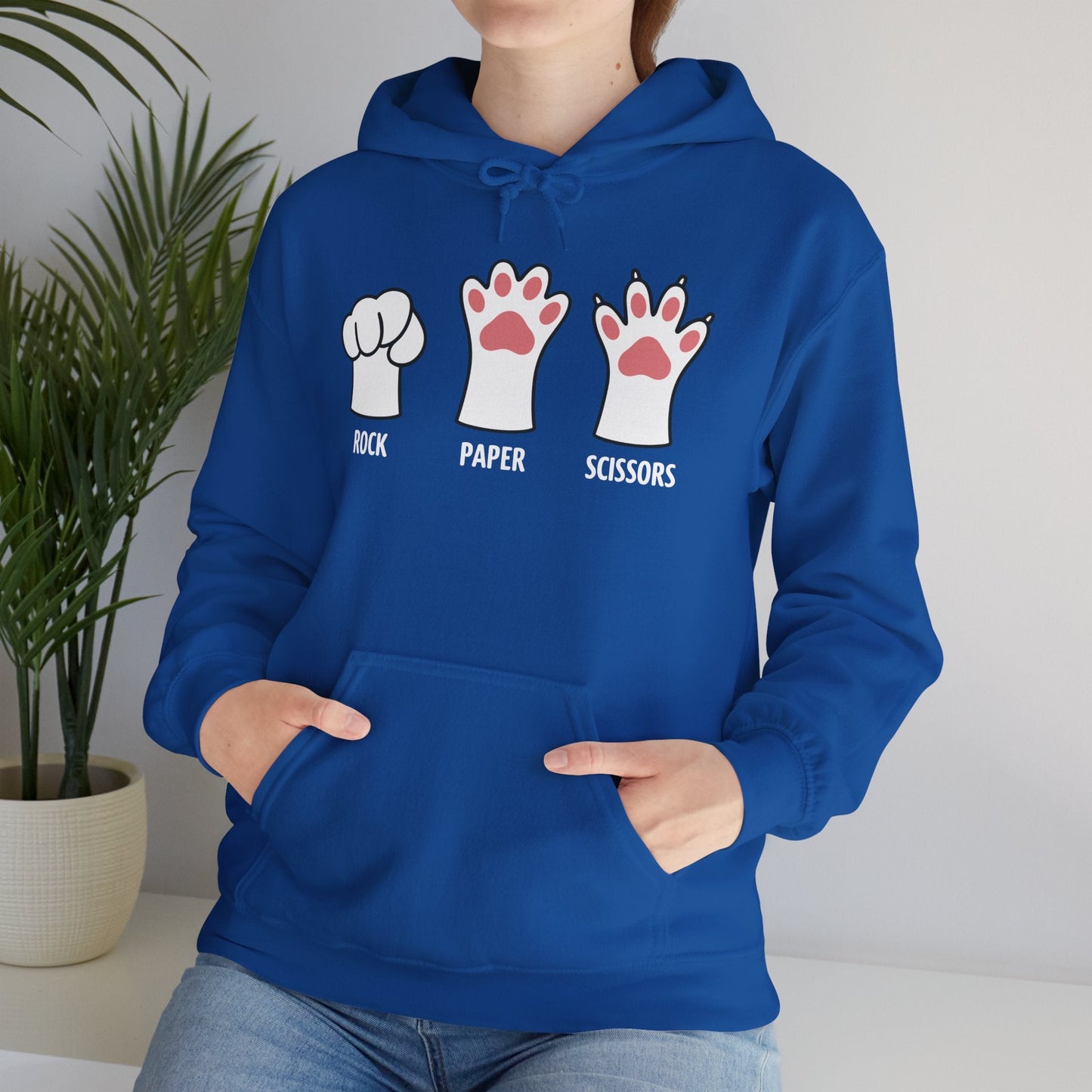 Funny  Introvert Cat Animal Rescue Rock Paper Scissors Cute Paw Cat Hoodie