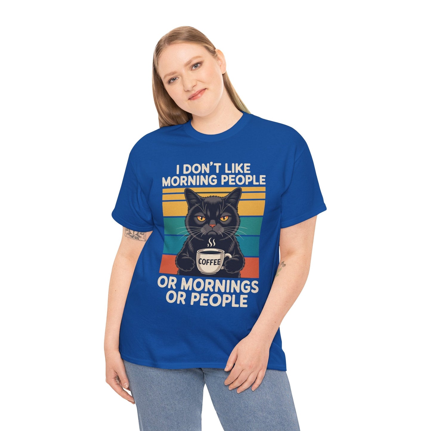 I Hate Morning People And Mornings And People Coffee Cat T-Shirt