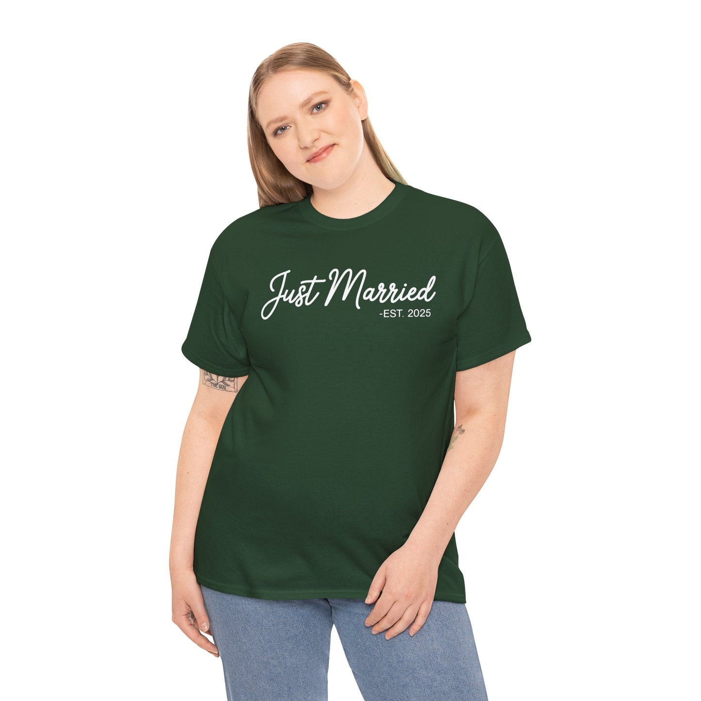 Just Married 2025 Honeymoon Wedding Couples Fiancee T-Shirt