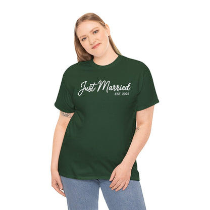 Just Married 2025 Honeymoon Wedding Couples Fiancee T-Shirt