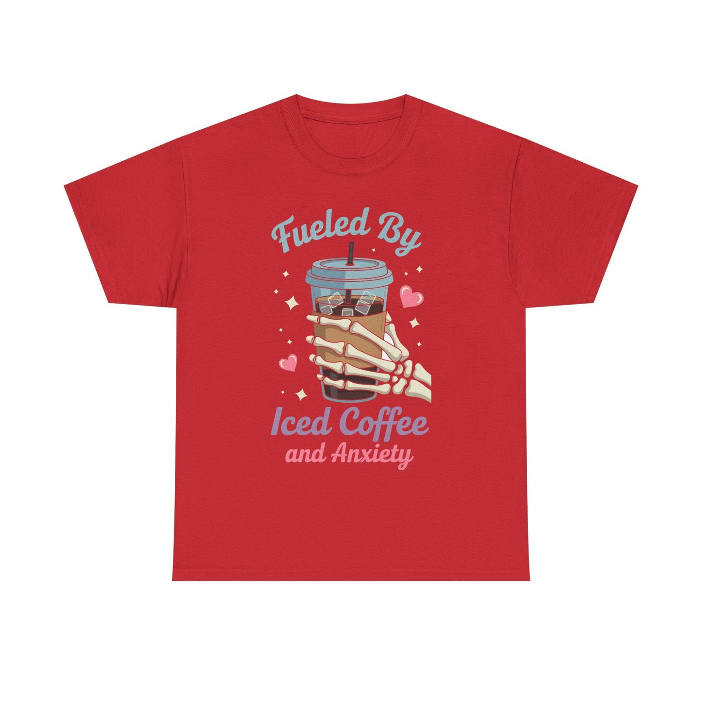 Fueled by Iced Coffee and Anxiety Funny Coffee Lover T-Shirt