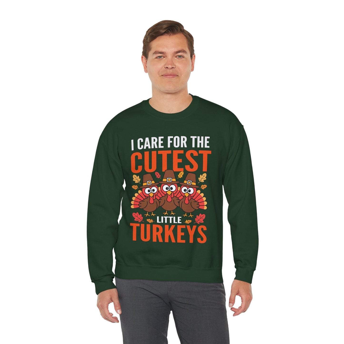 Care For Little Turkeys Nurse Fall Thanksgiving Scrub Top Sweatshirt