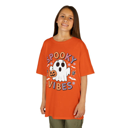 Spooky Vibes Ghost Retro Groovy Halloween Kids T-Shirt