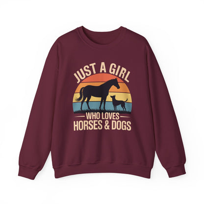 Just A Girl Who Loves Horses and Dogs Women Girls Sweatshirt