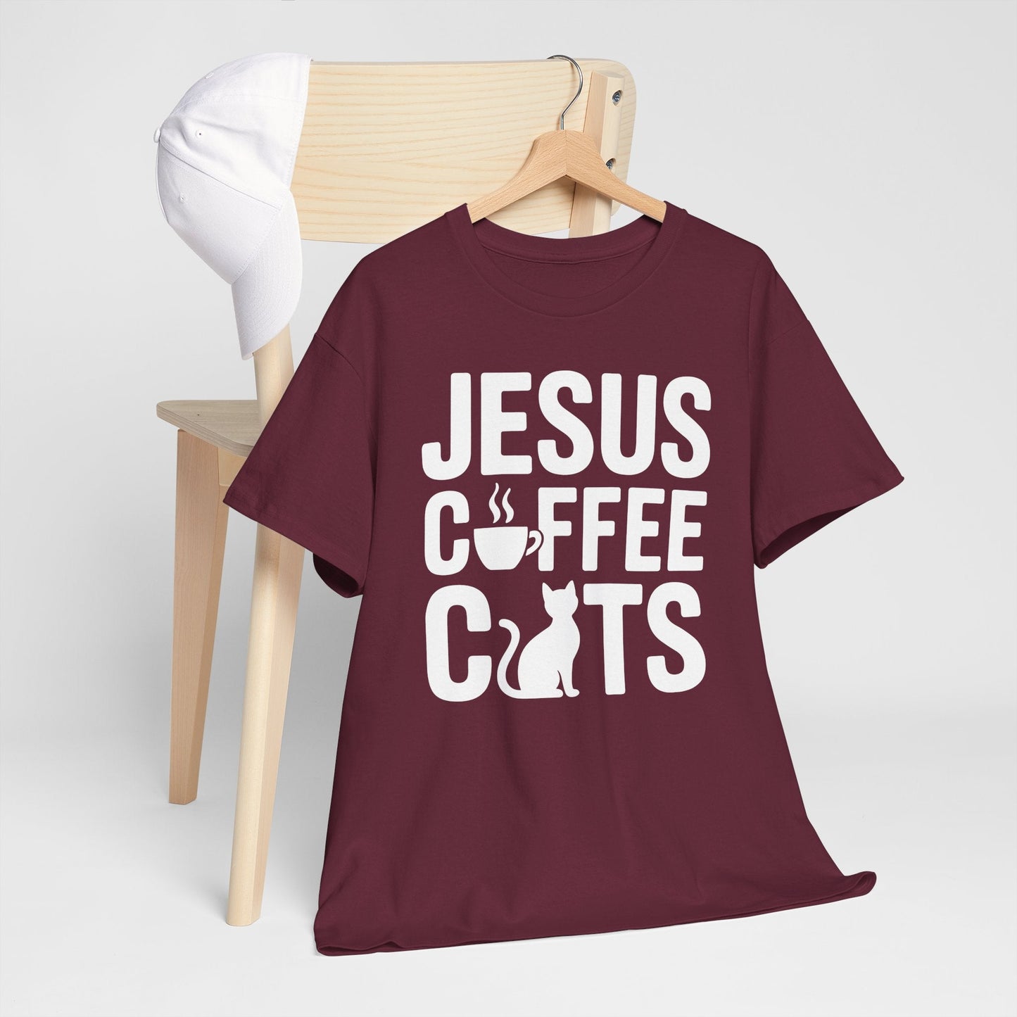 Christian Jesus, Coffee, Cats - Religous Cat Caffeine Lover T-Shirt