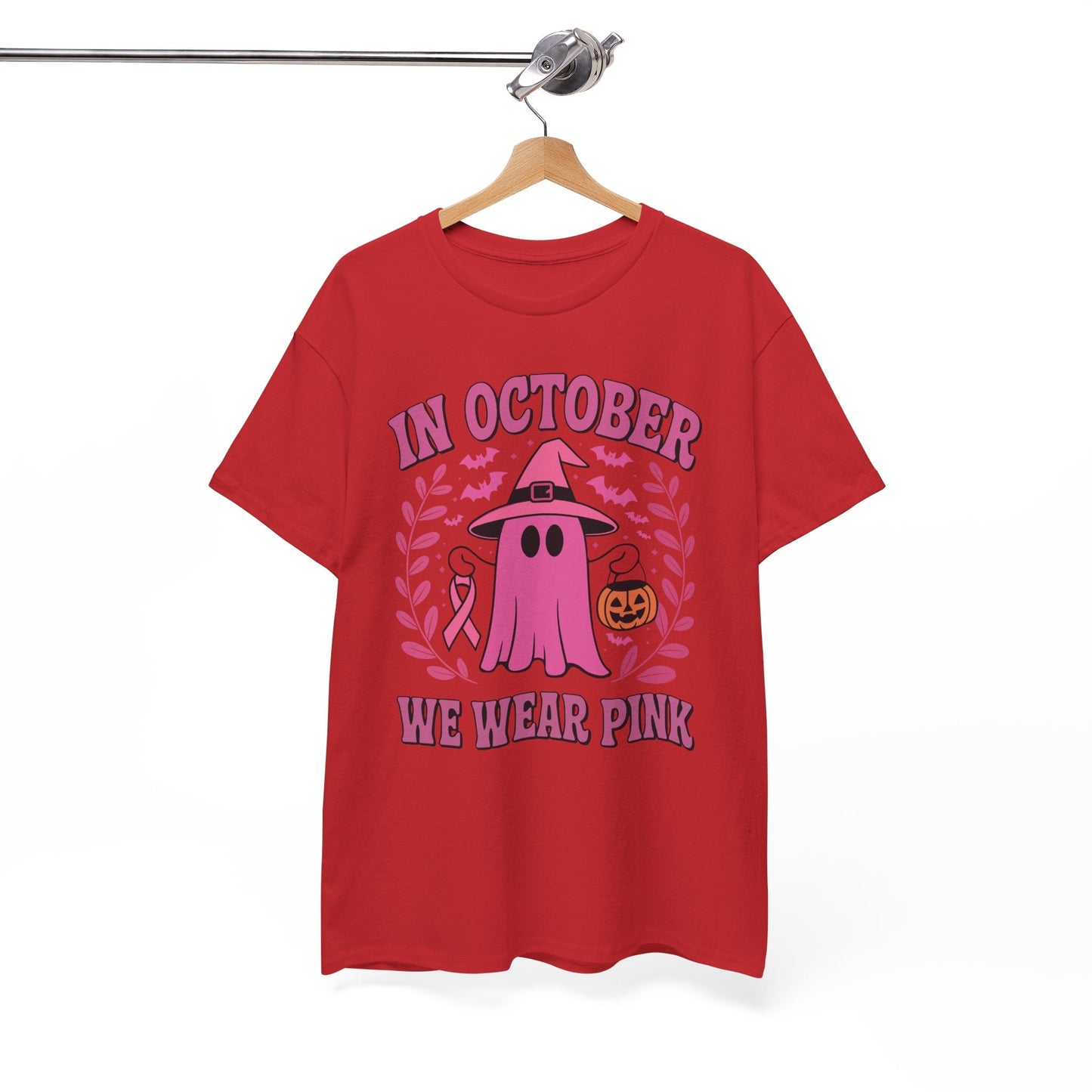 In October We Wear Pink Breast Cancer Awareness Halloween T-Shirt