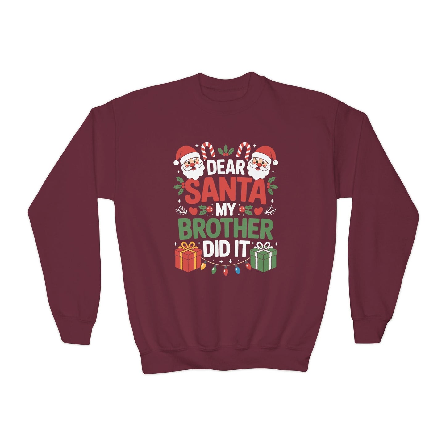 Dear Santa My Brother Did It Funny Christmas Boys Girls Kids Sweatshirt