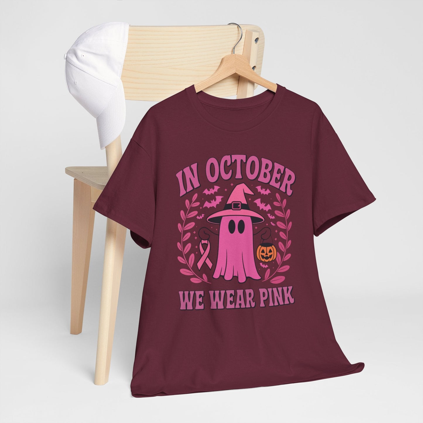 In October We Wear Pink Breast Cancer Awareness Halloween T-Shirt