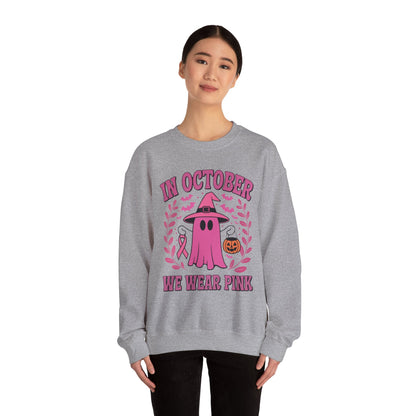 In October We Wear Pink Breast Cancer Awareness Halloween Sweatshirt