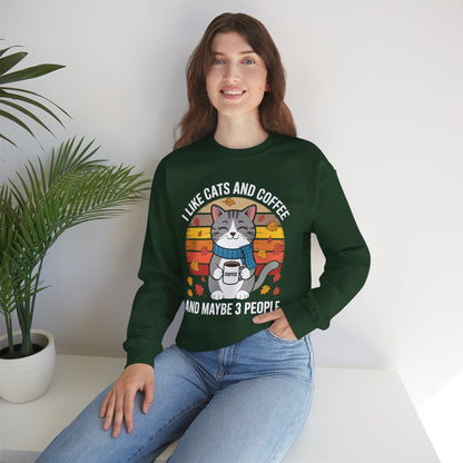 I Like Cats And Coffee And Maybe 3 People , Cats Lover Sweatshirt