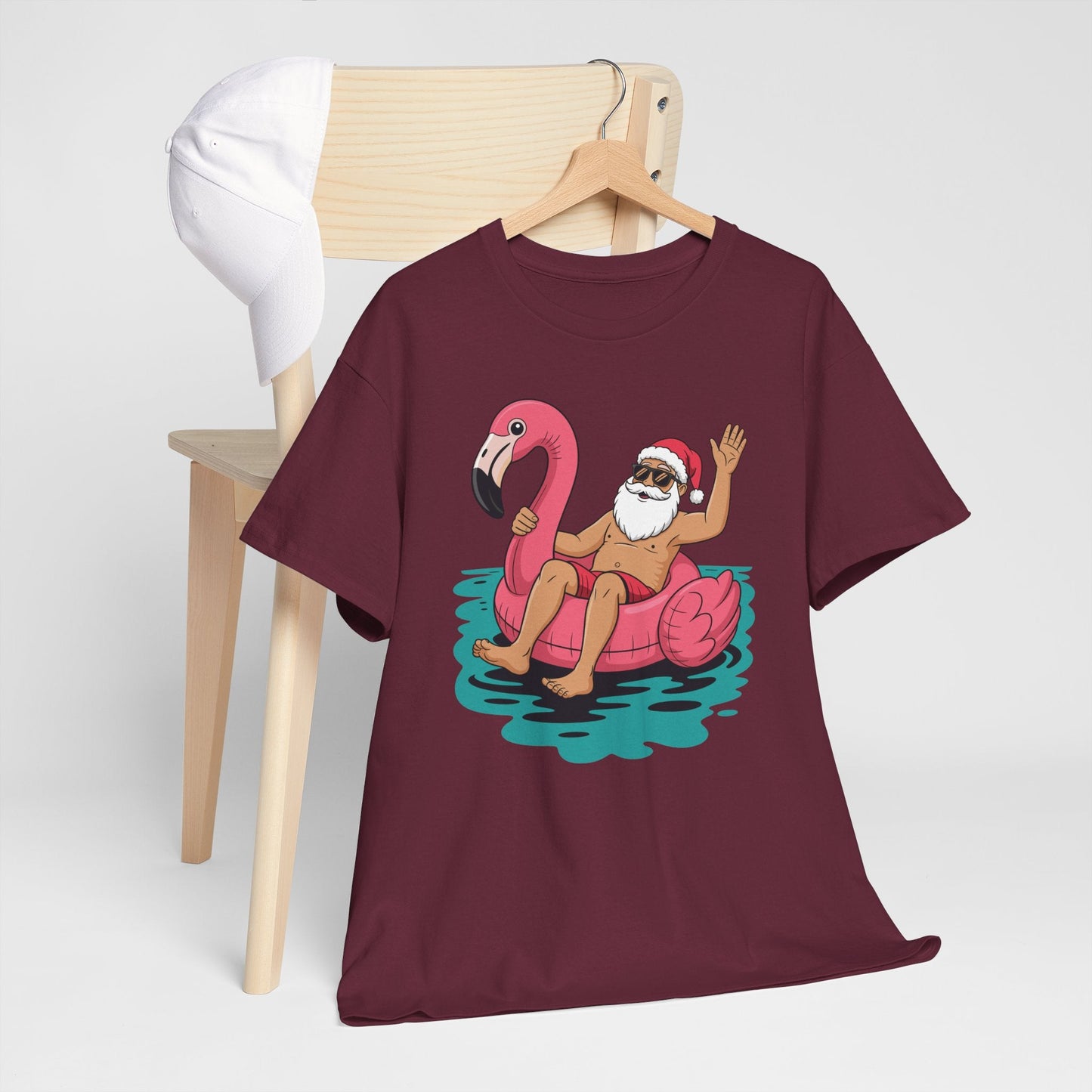 Santa Flamingo Floatie Funny Christmas In July Summer Xmas T-Shirt