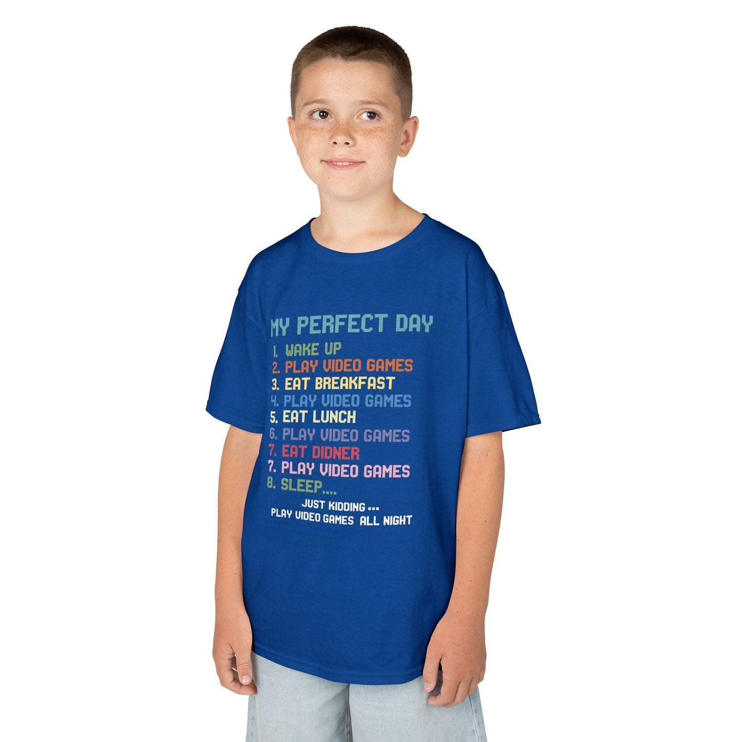 My Perfect Day Play Video Games Funny Gamer Kids T-Shirt