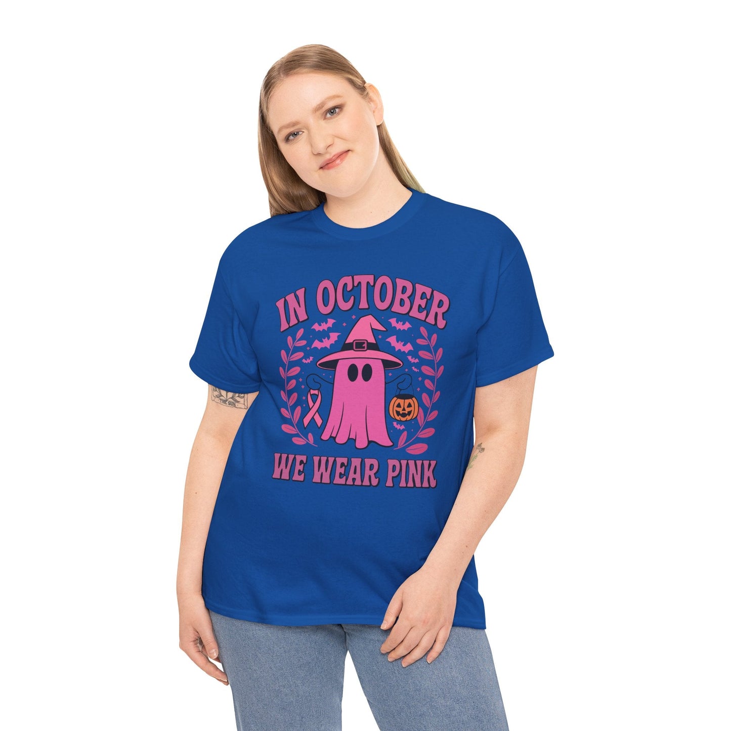 In October We Wear Pink Breast Cancer Awareness Halloween T-Shirt
