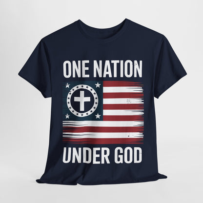 One Nation Under God Flag 4th Of July Patriotic Christian T-Shirt