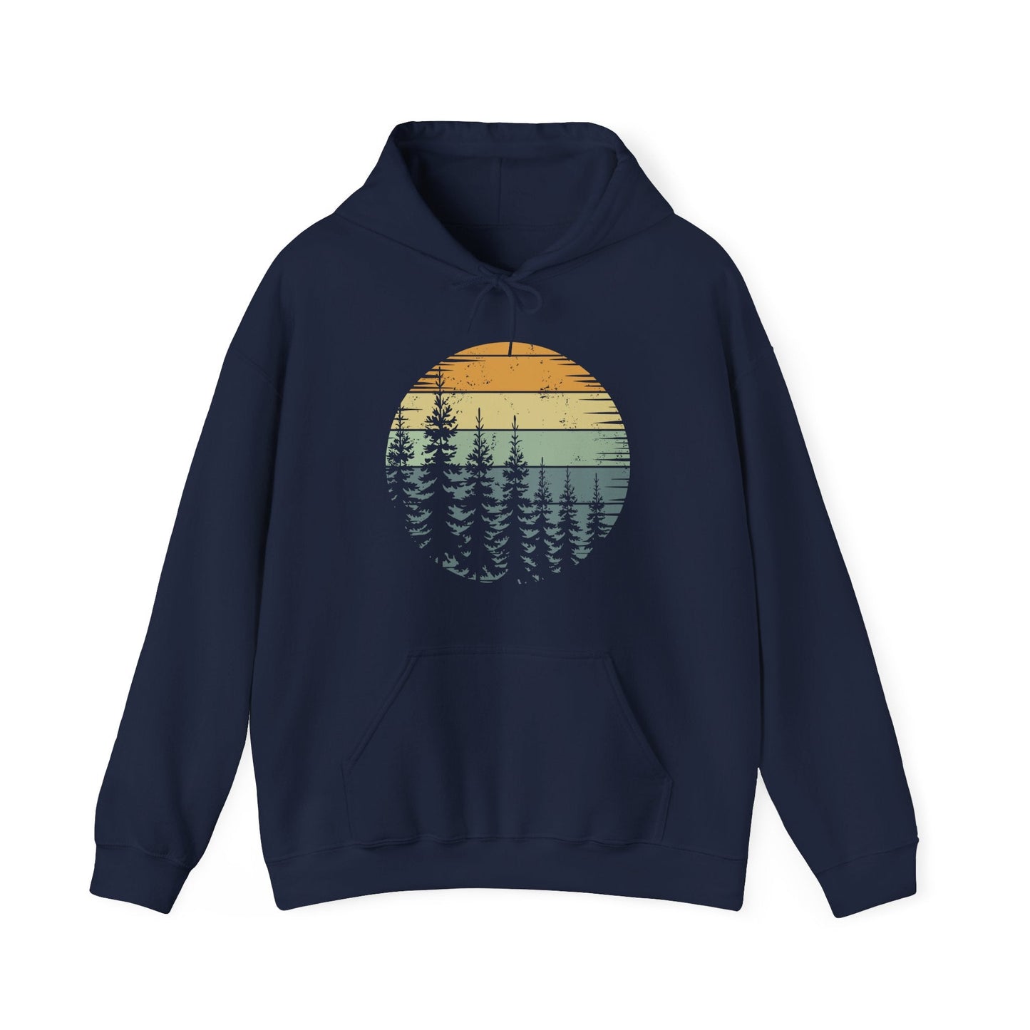 Retro Forest Trees Outdoors Nature Vintage Graphic Hoodie