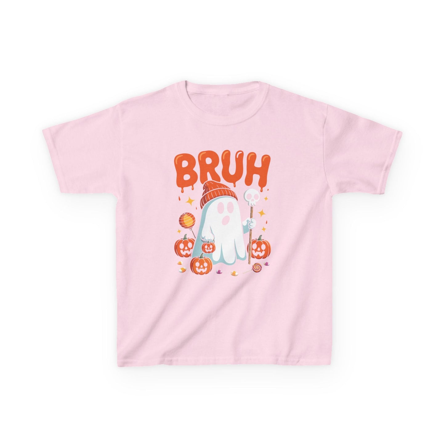 Bruh Ghost Halloween Cute Ghost Trick Or Treat Candy Kids T-Shirt