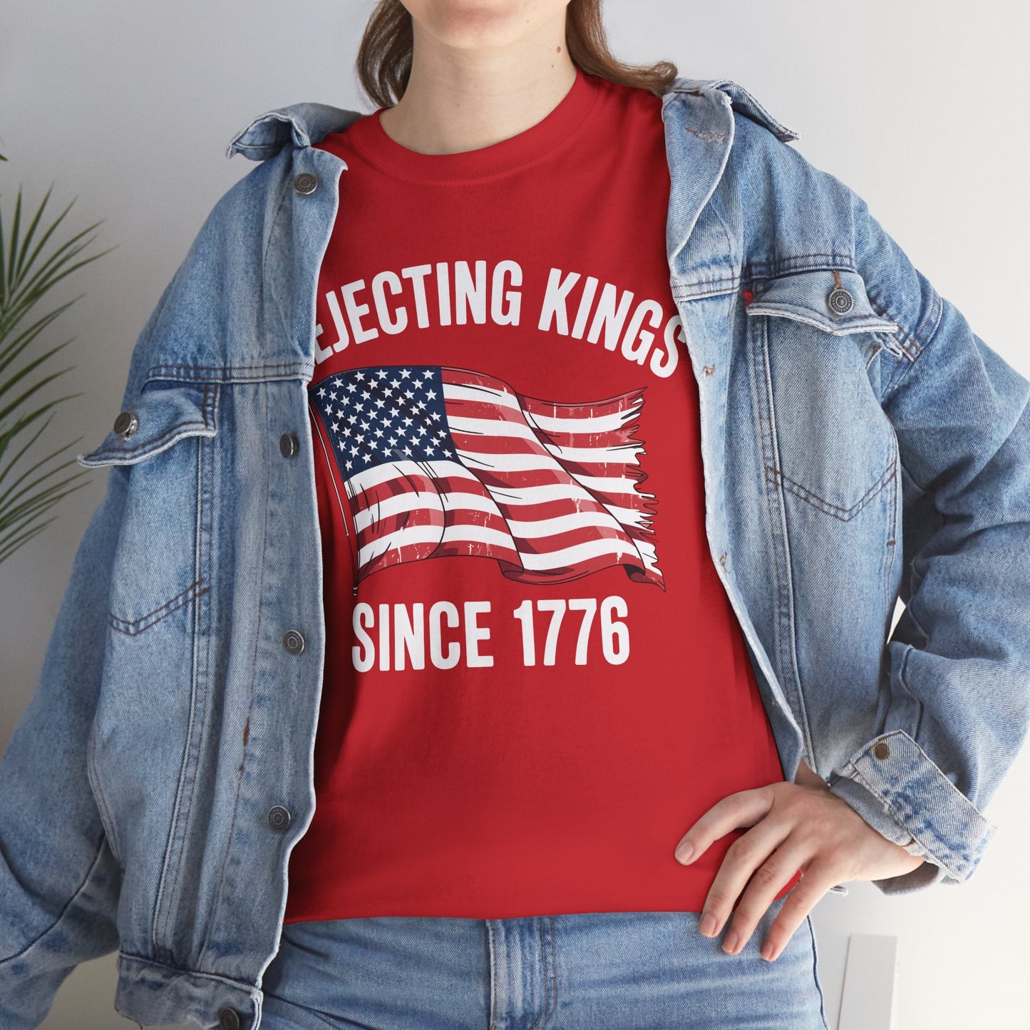 Rejecting Kings Since 1776 Patriotic USA Flag 4th Of July T-Shirt