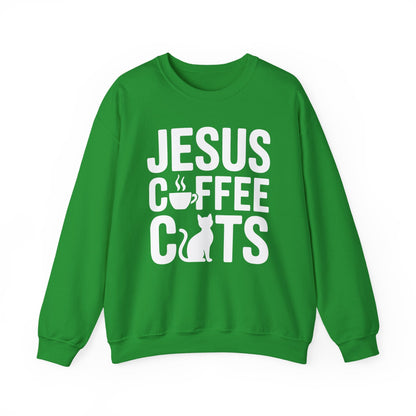 Christian Jesus, Coffee, Cats - Religous Cat Caffeine Lover Sweatshirt