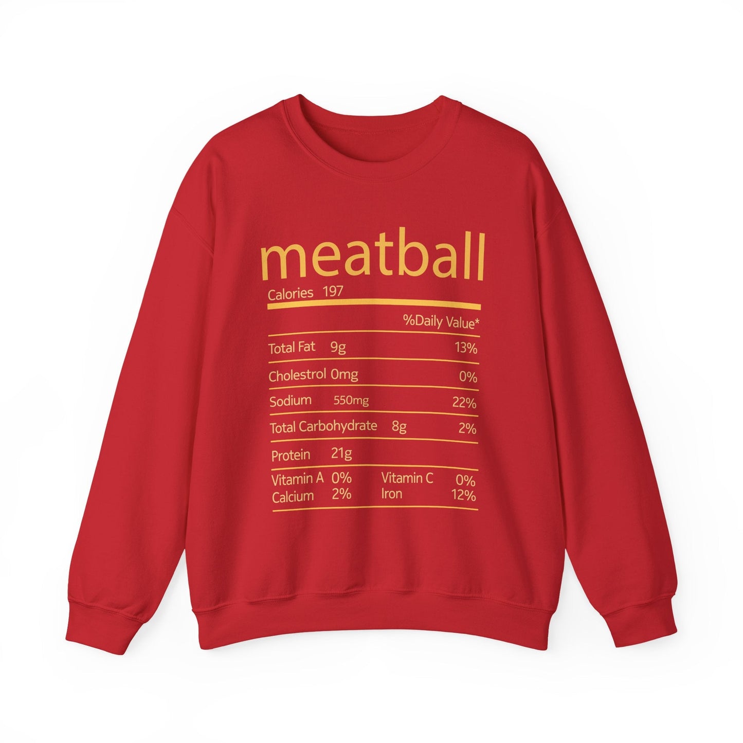 Meatball Nutrition Facts Funny Thanksgiving Christmas Sweatshirt